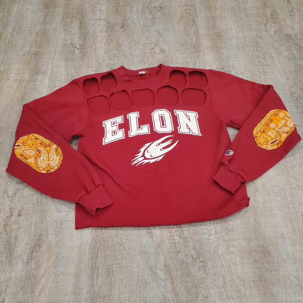 Champion Red Elon Sweatshirt With Elbow Patches